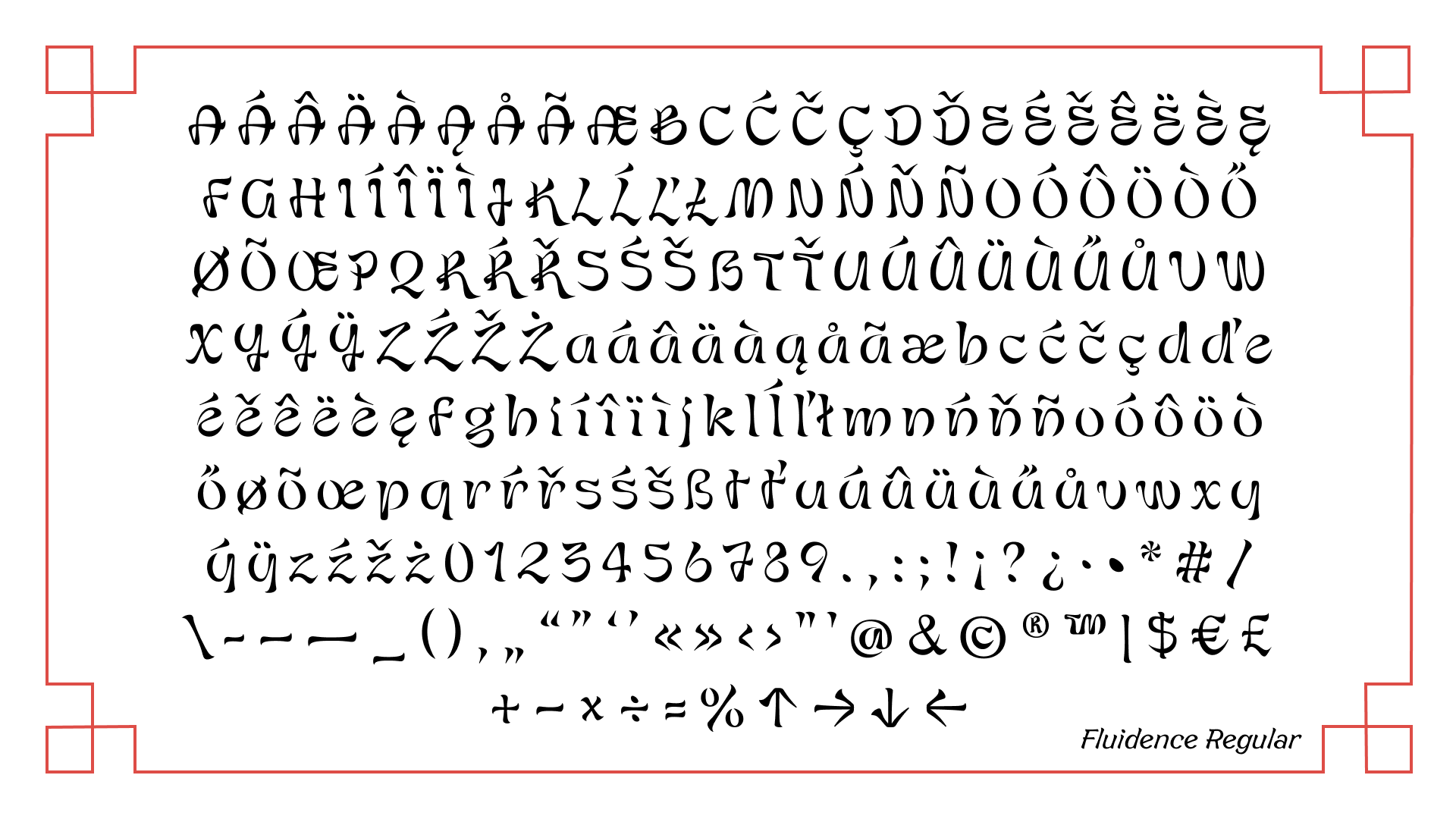 Fluidence Regular glyph set